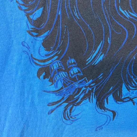 Life is Good Shirt Mens Large Blue Keep it Salty Beard Guy Beanie Sailor - Picture 4 of 11